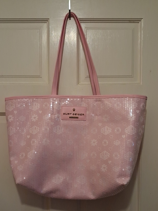Kurt Geiger Handbags - Kurt Geiger Light Pink Sequin Tote With Matching Pouch.